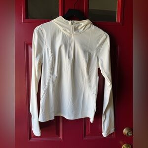 Athleta White Performance Top with Subtle Logo